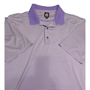 Footjoy Purple White Striped Short Sleeve Polo Shirt Men's XL GOLF